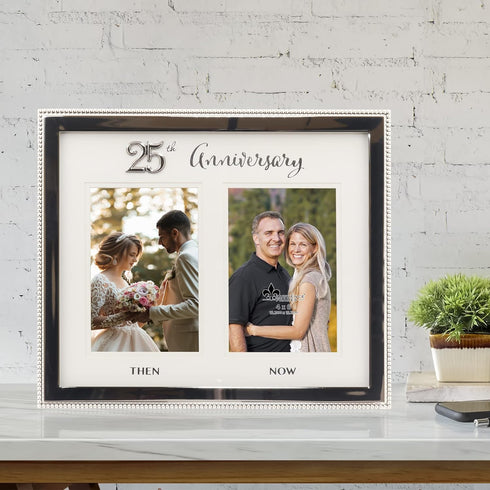 Lawrence Frames 4x6 Silver Beaded double Picture Frame